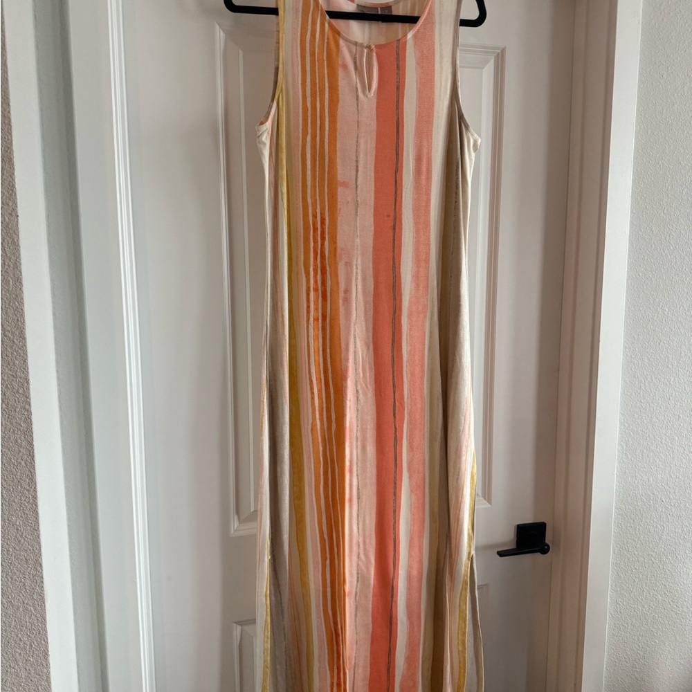 Chico’s Striped Multicolor Sleeveless Maxi Dress